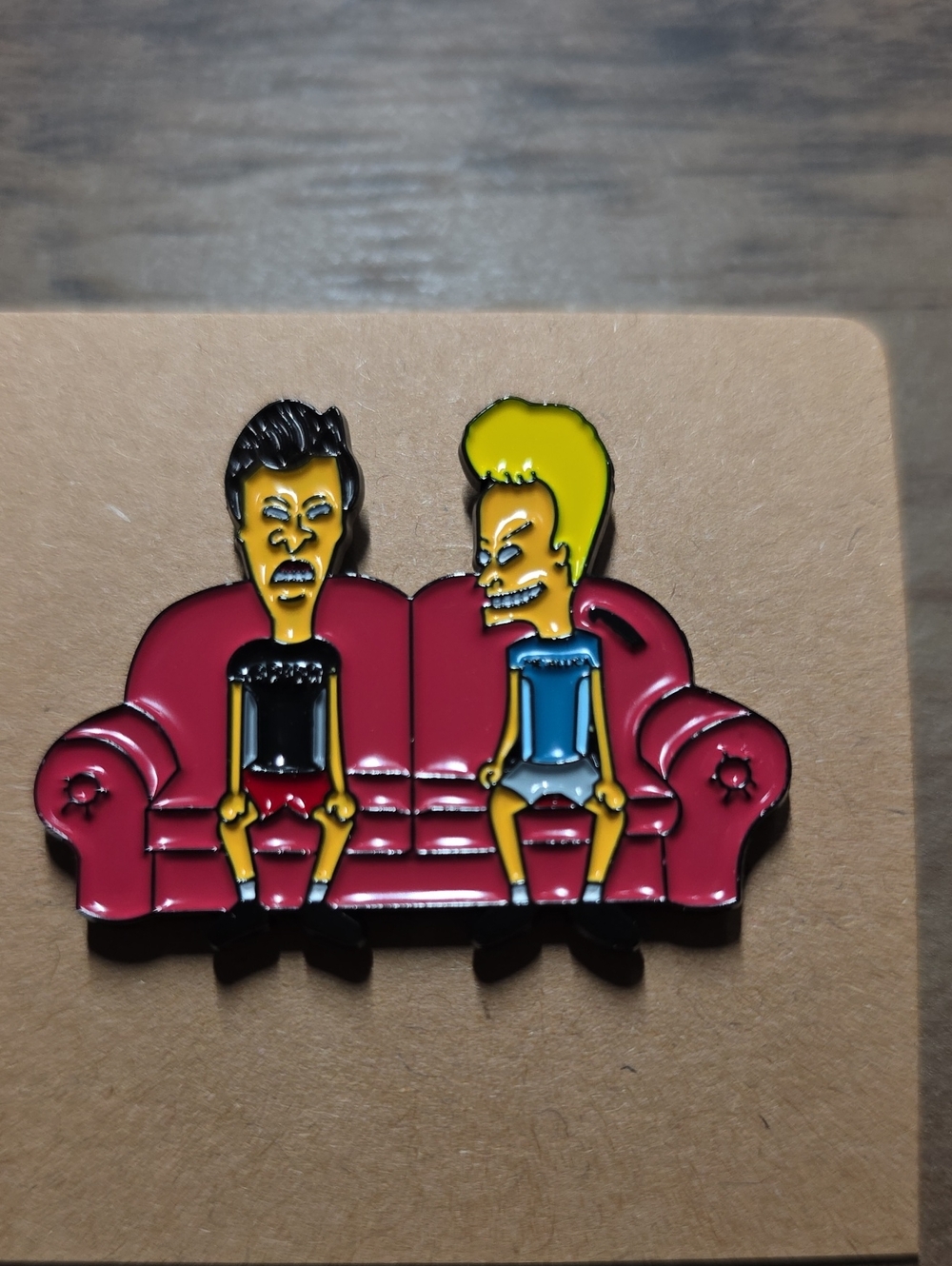 Beavis and Butt-Head Red Couch Enamel Pin - Yellow & Black Characters